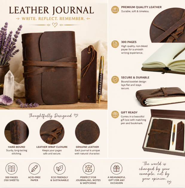 Leather Journal Personalized at Trinket Theory